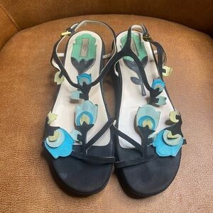 Y2K
Vintage Prada Black Suede/ Leather Floral Flat
Sandals Made in Italy Size 38